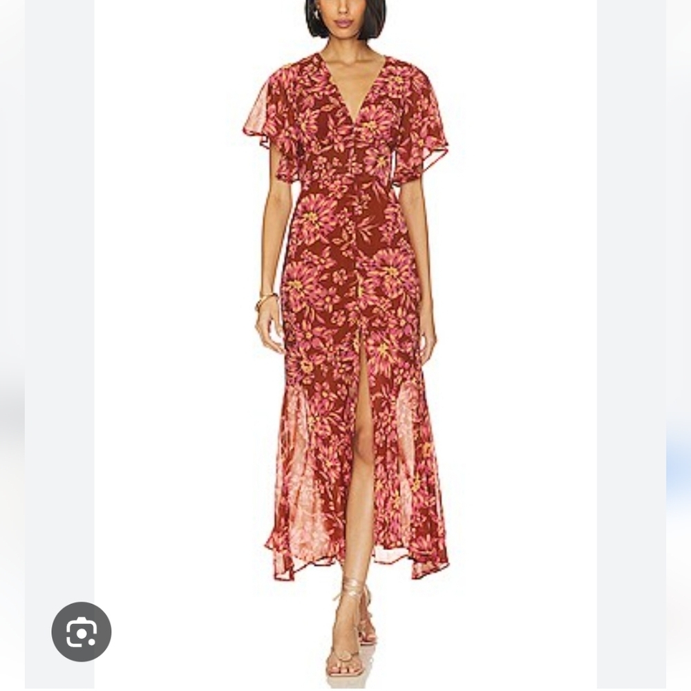 Astr Floral Maxi Skirt - Red and Pink